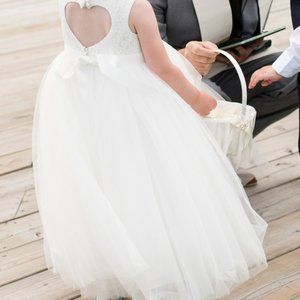 David's Bridal | Ballgown flower girl dress with heart cutout (2T)